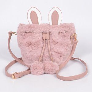 Removeable rabbit ear faux fur purse